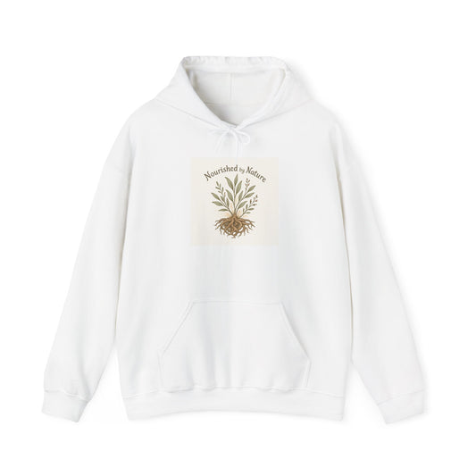 Nature Rooted Hoodie - "Nourished by Nature" Plant Graphic Sweatshirt