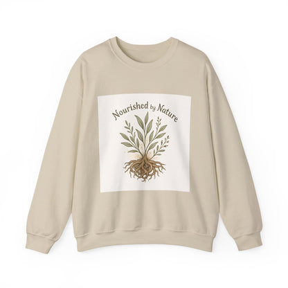 Crewneck Sweatshirt — "Nourished by Nature" Botanical Roots Eco Crewneck