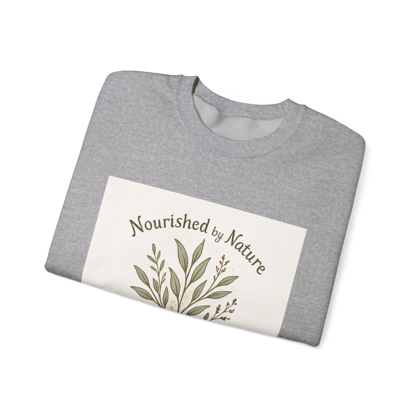 Crewneck Sweatshirt — "Nourished by Nature" Botanical Roots Eco Crewneck