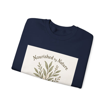 Crewneck Sweatshirt — "Nourished by Nature" Botanical Roots Eco Crewneck