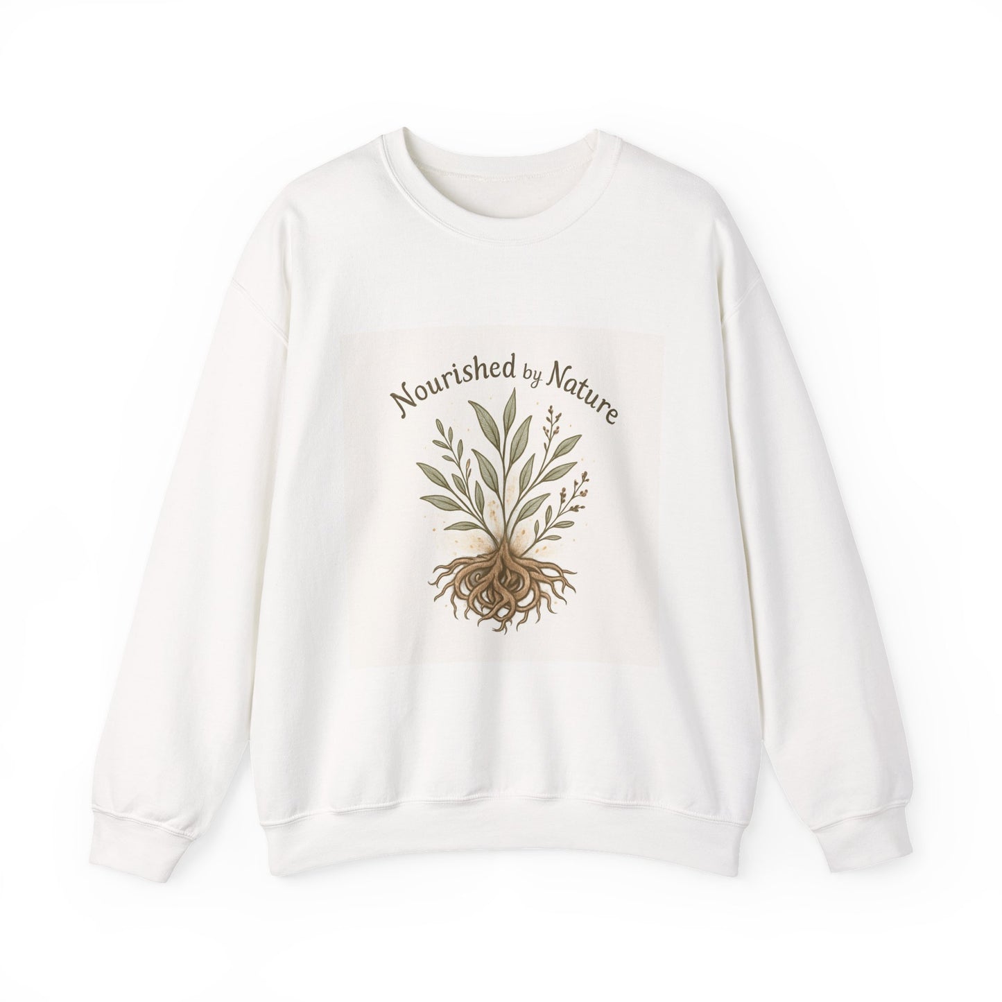 Crewneck Sweatshirt — "Nourished by Nature" Botanical Roots Eco Crewneck