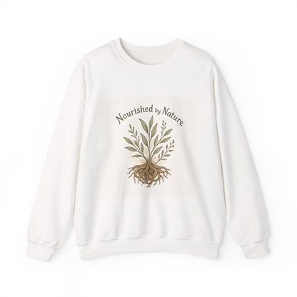 Crewneck Sweatshirt — "Nourished by Nature" Botanical Roots Eco Crewneck