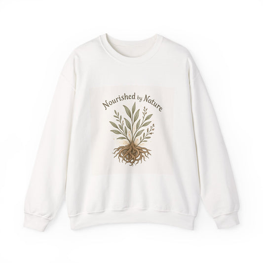 Crewneck Sweatshirt — "Nourished by Nature" Botanical Roots Eco Crewneck