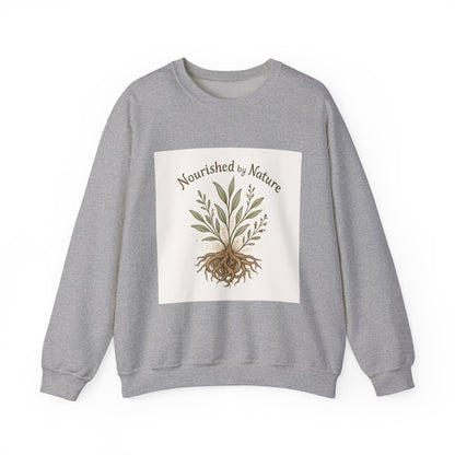 Crewneck Sweatshirt — "Nourished by Nature" Botanical Roots Eco Crewneck