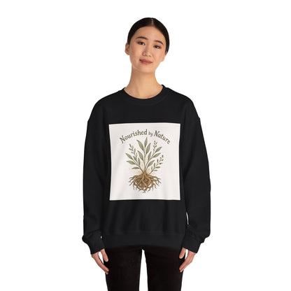Crewneck Sweatshirt — "Nourished by Nature" Botanical Roots Eco Crewneck