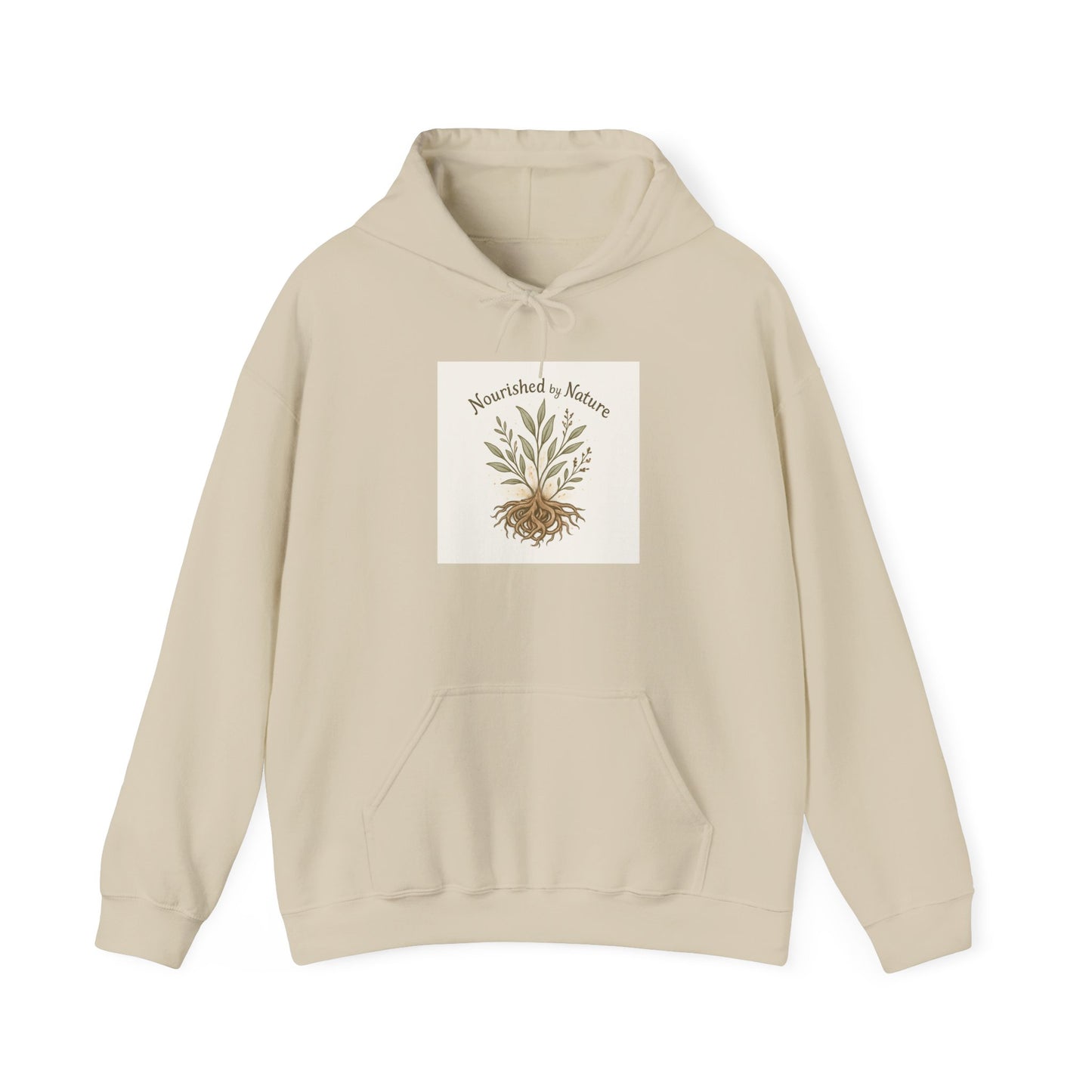 Nature Rooted Hoodie - "Nourished by Nature" Plant Graphic Sweatshirt