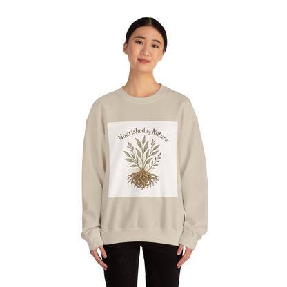 Crewneck Sweatshirt — "Nourished by Nature" Botanical Roots Eco Crewneck