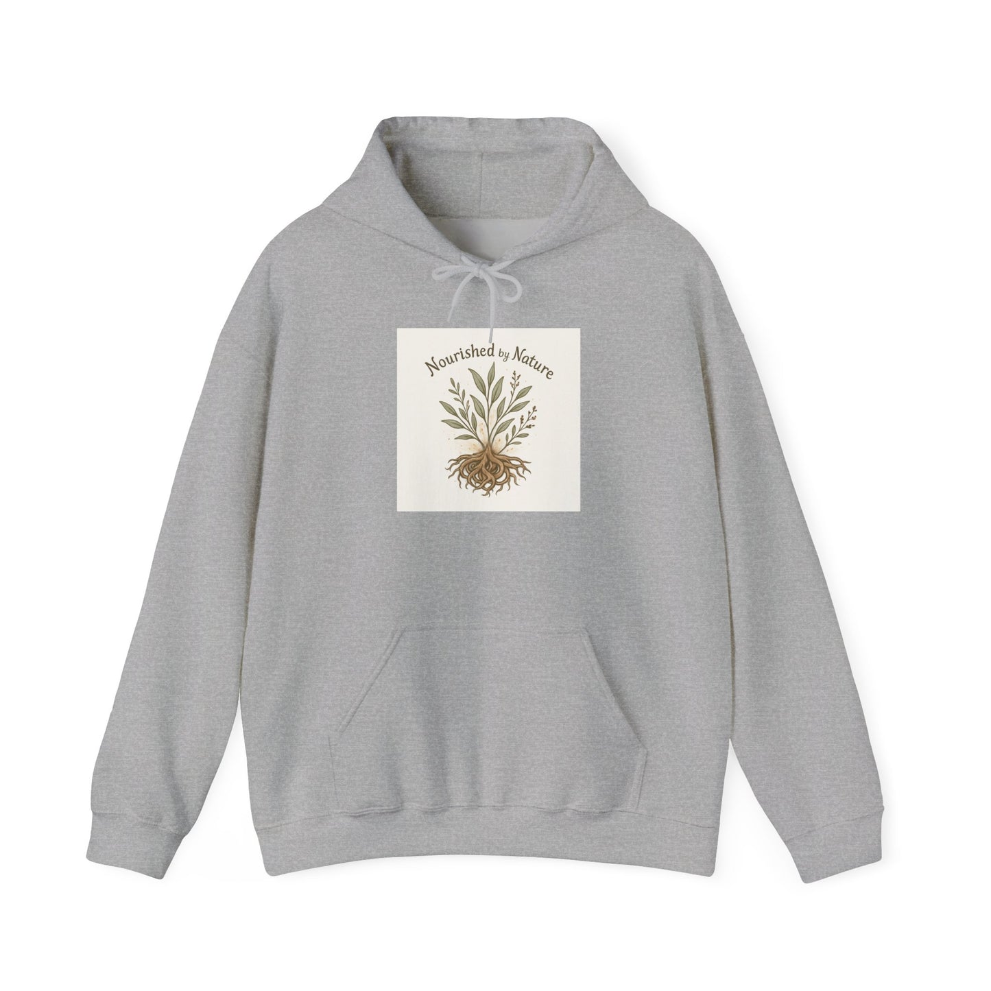 Nature Rooted Hoodie - "Nourished by Nature" Plant Graphic Sweatshirt