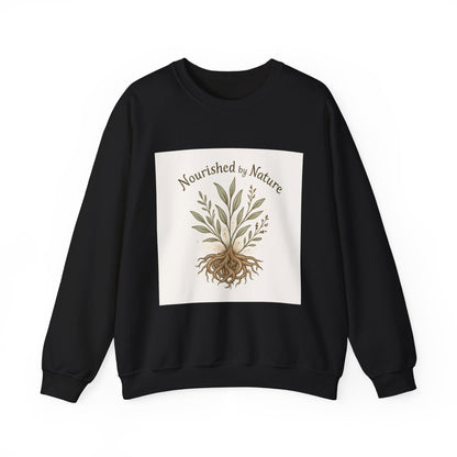 Crewneck Sweatshirt — "Nourished by Nature" Botanical Roots Eco Crewneck