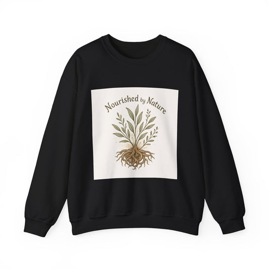 Crewneck Sweatshirt — "Nourished by Nature" Botanical Roots Eco Crewneck