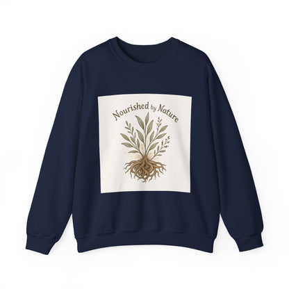 Crewneck Sweatshirt — "Nourished by Nature" Botanical Roots Eco Crewneck